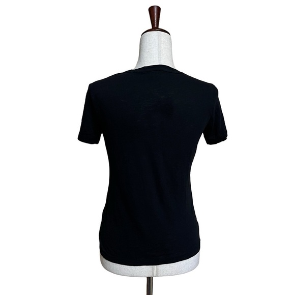 Madewell Whisper Soft Fade V-Neck Black Crop Tee Shirt Minimalist Size XS #846 - Picture 2 of 5